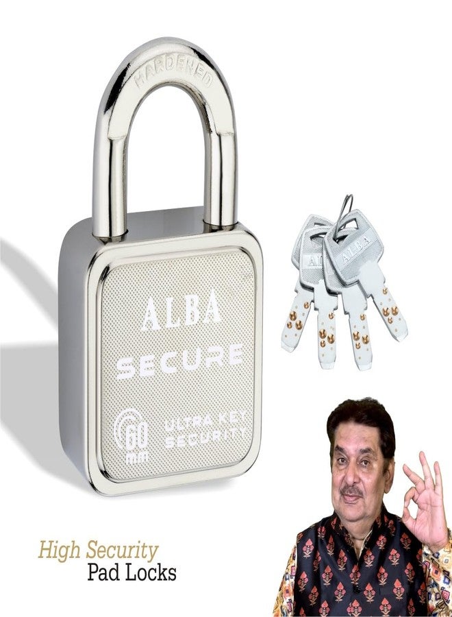ألبا قفل ALBA Secure عالي التقنية 65 مم، نظام أمان متين يعمل بالضغط مع حماية مدمجة | آلية مقاومة للصدأ | قفل عالي القوة للأبواب والبوابات والستائر | 4 مفاتيح نحاسية فائقة المتانة مع سلسلة مفاتيح - Image 4